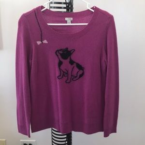 Cashmere Sweater with French Bulldog Knit Pink